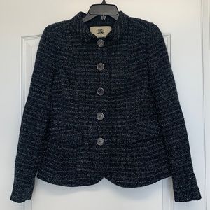 Burberry Women's Tweed Blazer, Size 8, Black Silver